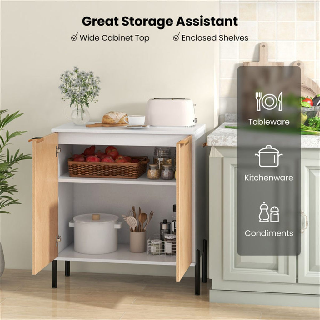 White 2-Door Buffet Cabinet with Display Top
