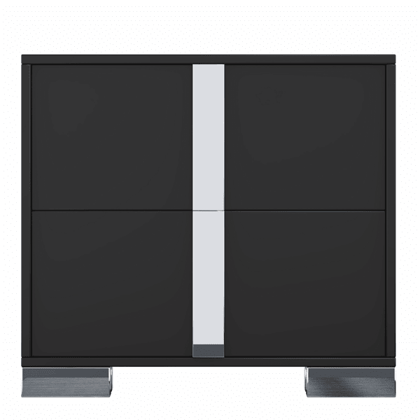 Black Mirrored Nightstand with Two Drawers
