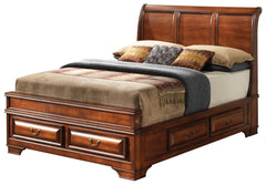 Elegant Oak Full Storage Bed with Built-In Storage