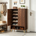 Walnut Shoe Cabinet with Adjustable Tiers