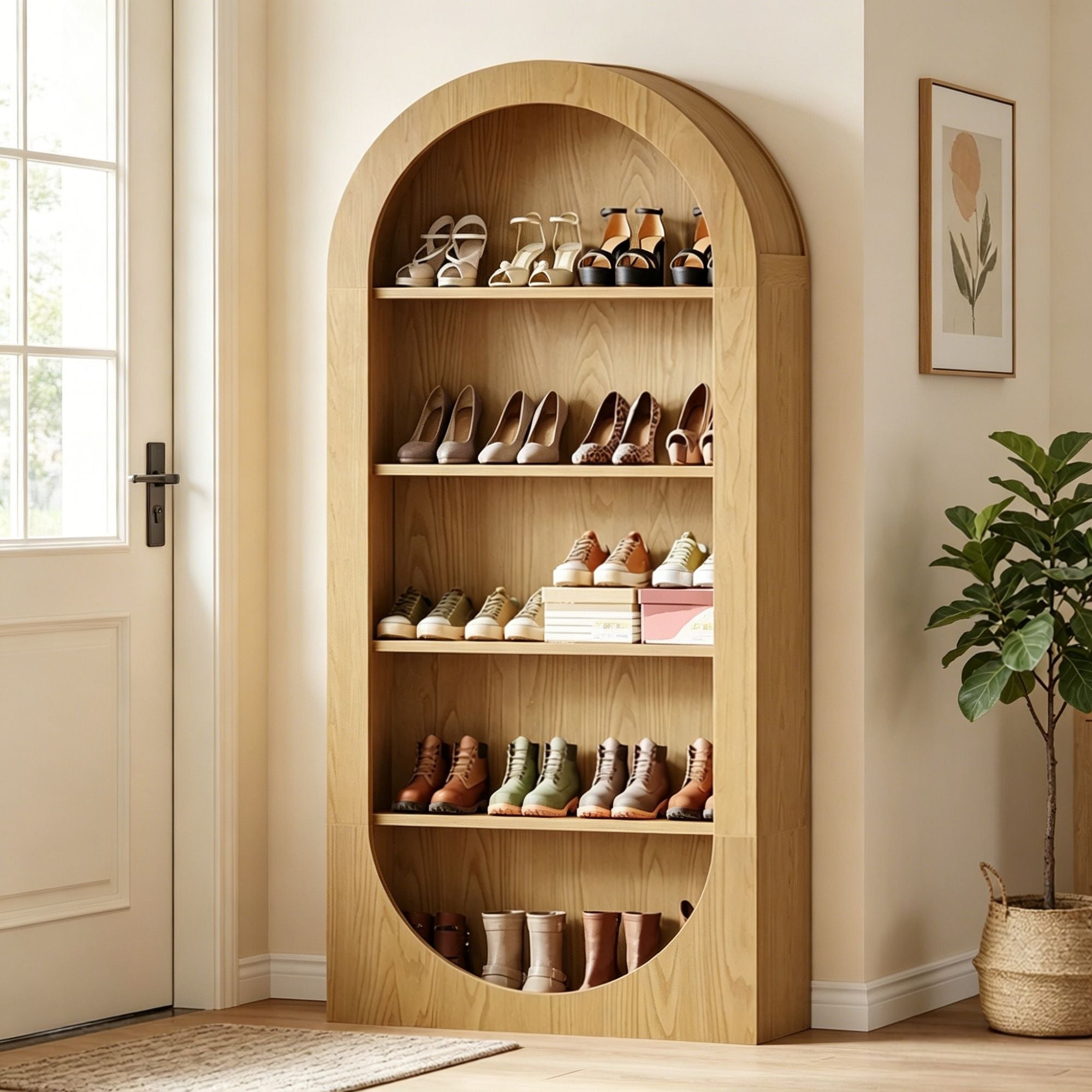 Elegant Arched Shoe Cabinet for Hallway Organization