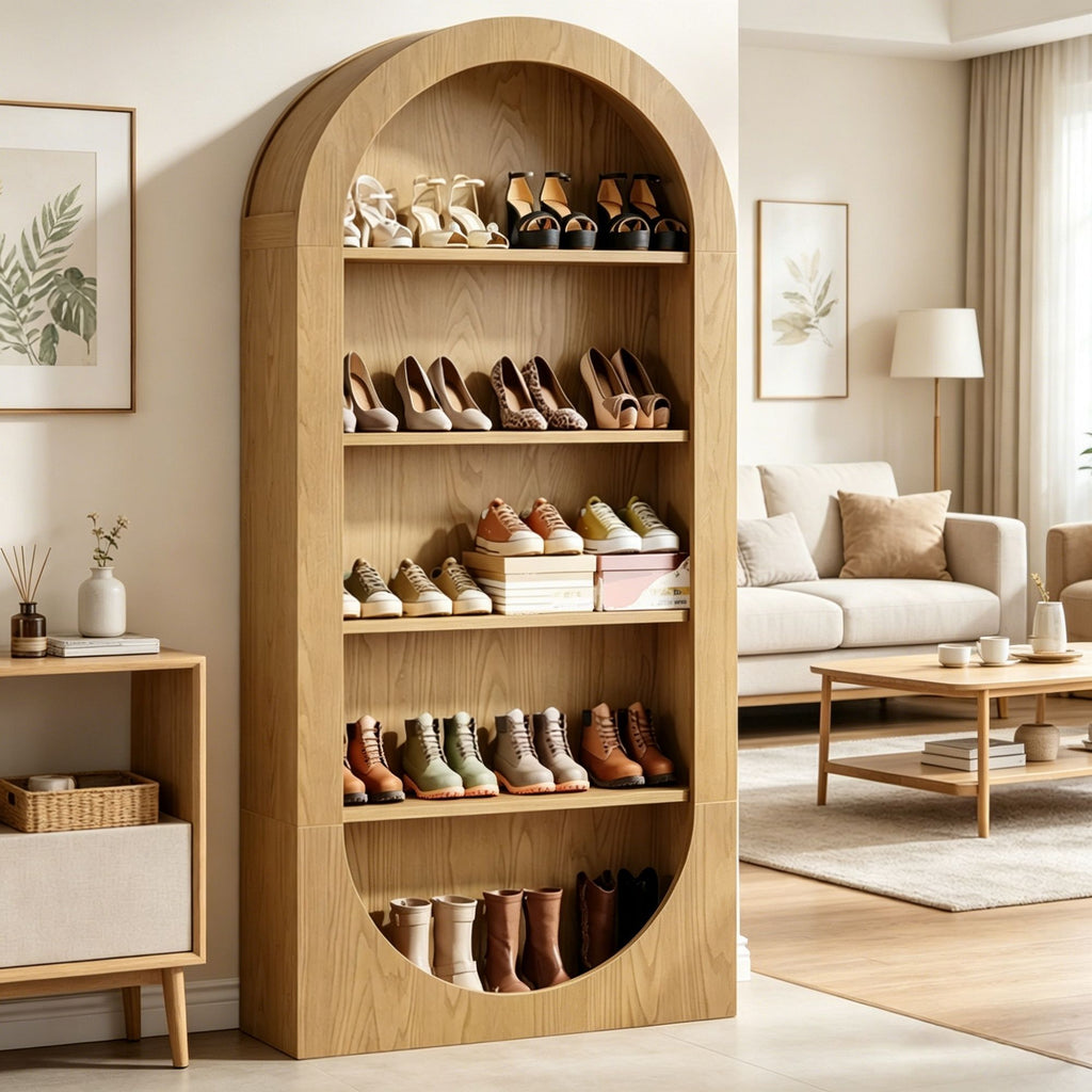 Elegant Arched Shoe Cabinet for Hallway Organization