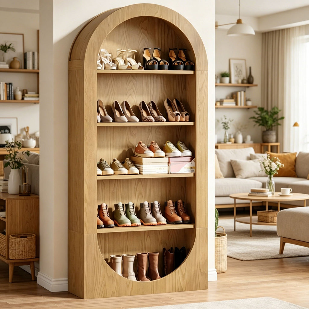 Elegant Arched Shoe Cabinet for Hallway Organization