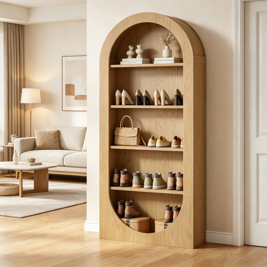 Elegant Arched Shoe Cabinet for Hallway Organization