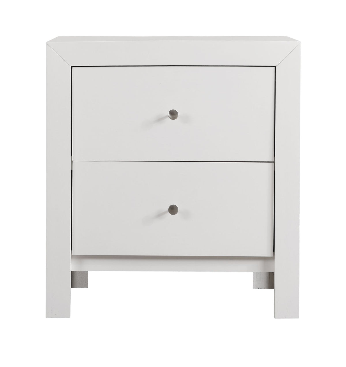 White Transitional Nightstand with Two Bedside Drawers
