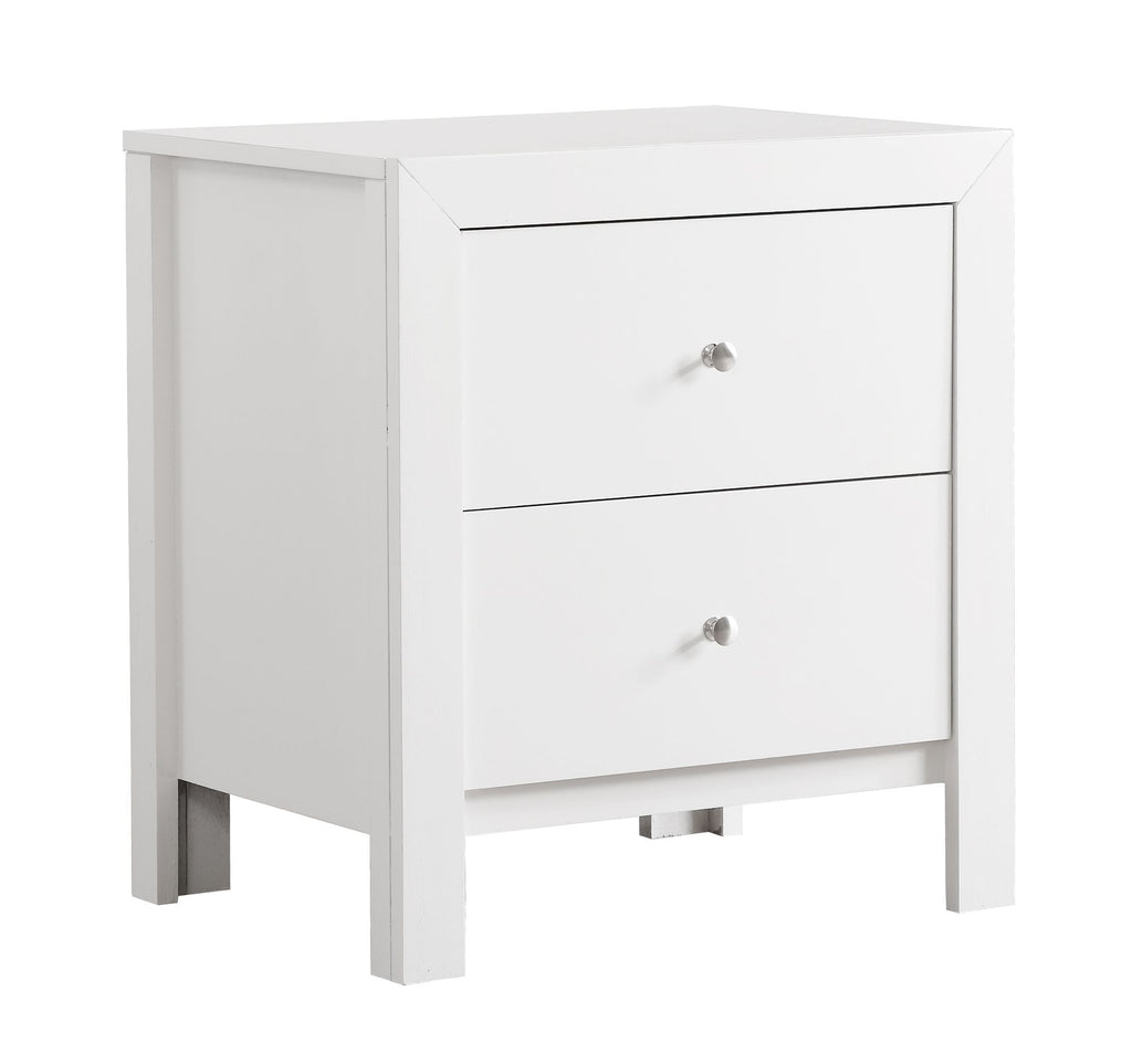 White Transitional Nightstand with Two Bedside Drawers