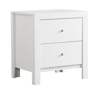 White Transitional Nightstand with Two Bedside Drawers