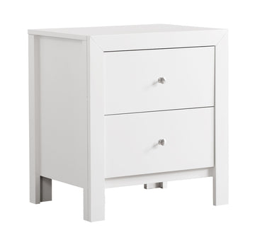 White Transitional Nightstand with Two Bedside Drawers