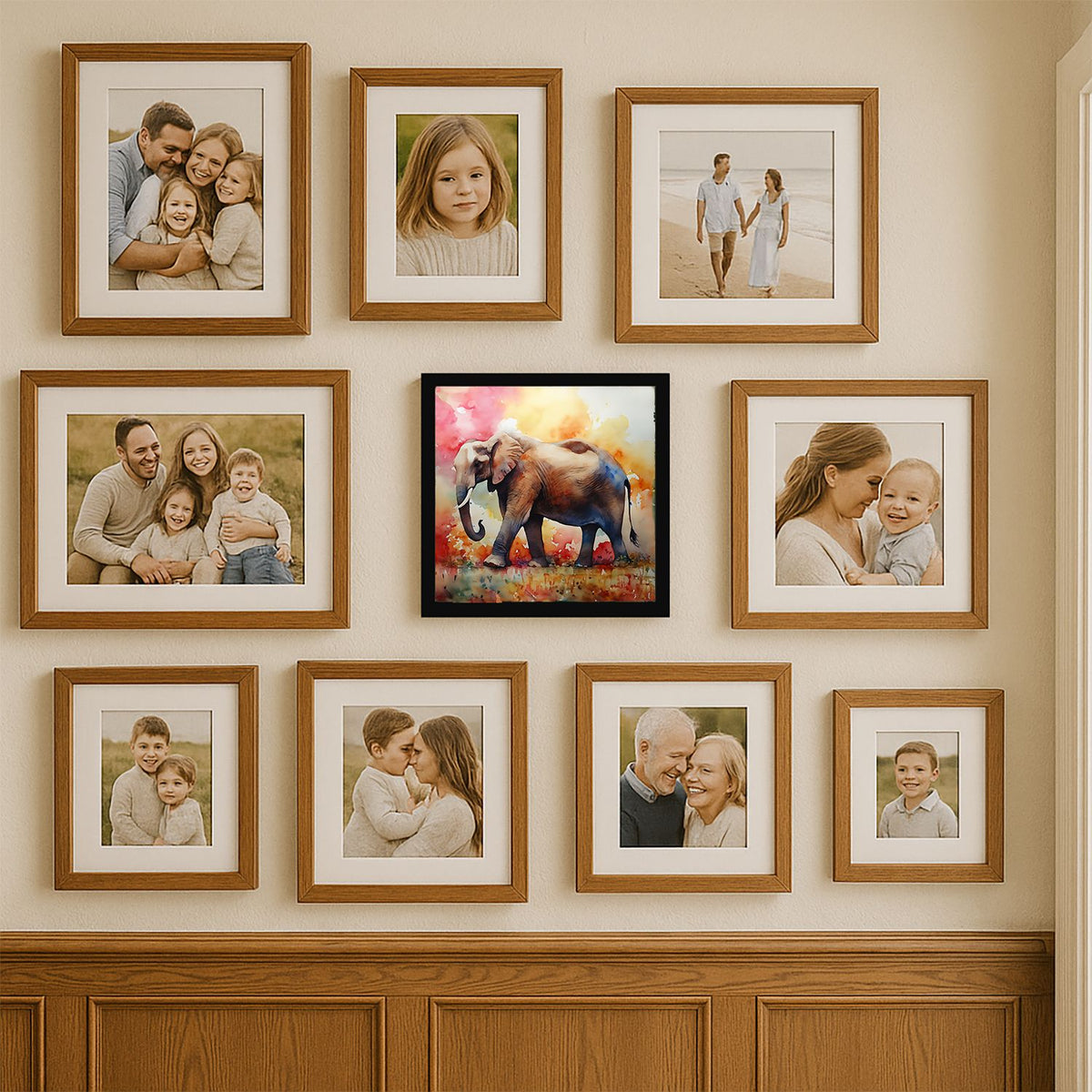 Elephant Artwork in a Contemporary Frame