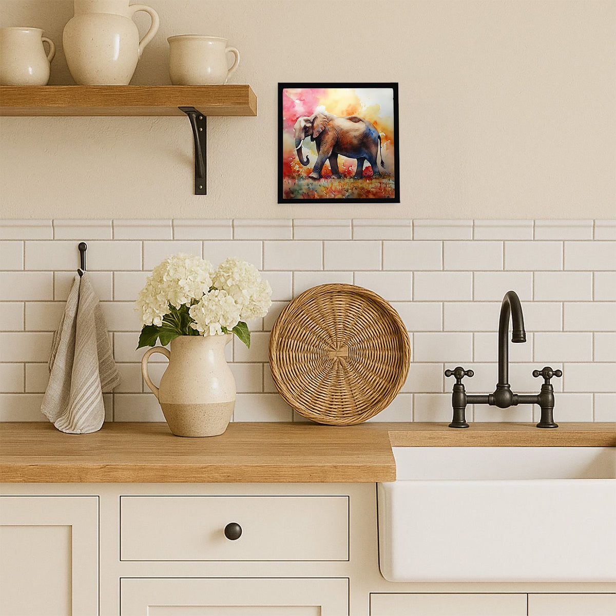 Elephant Artwork in a Contemporary Frame