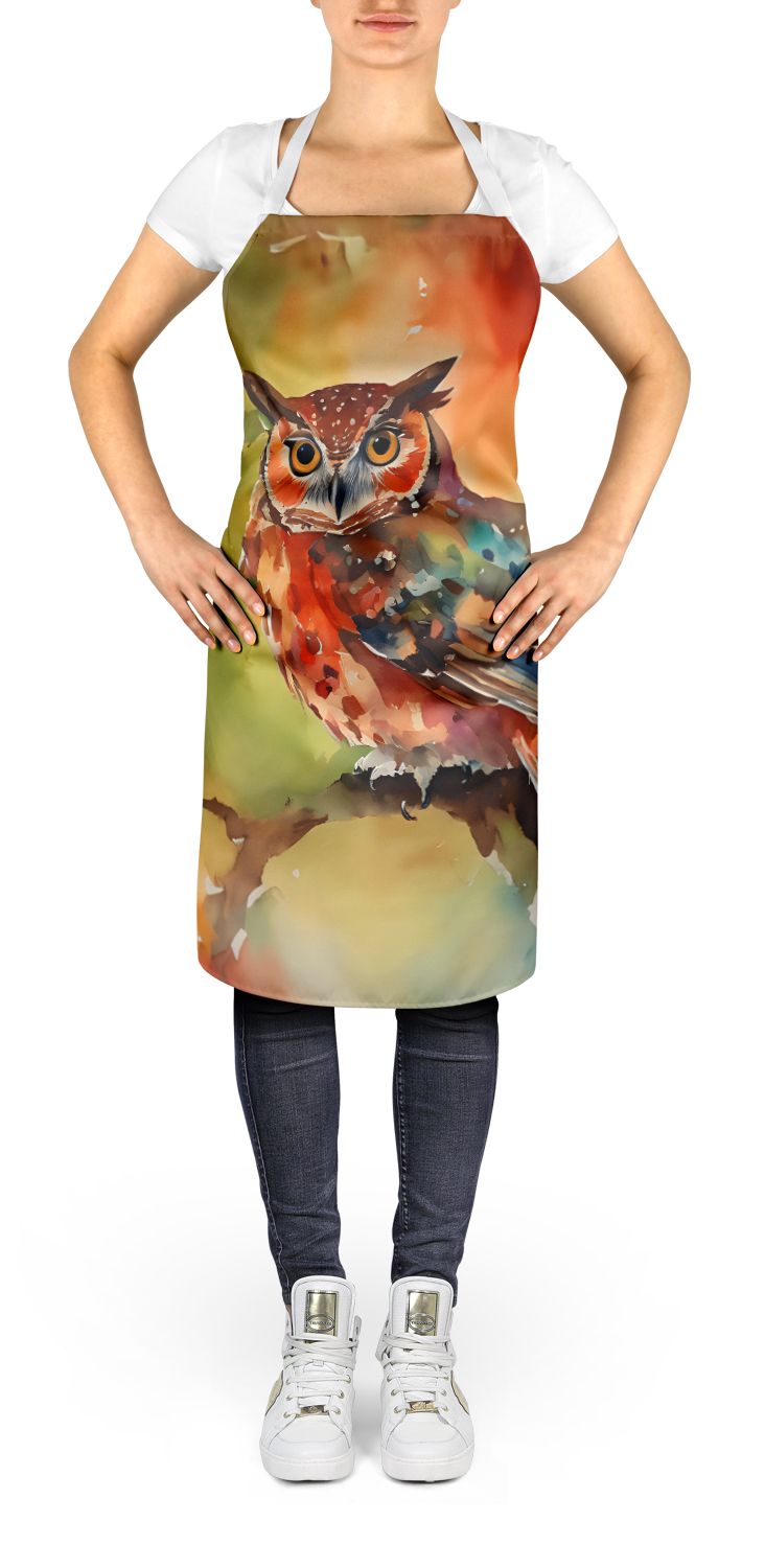 Vibrant Elf Owl Bib Apron for Kitchen and Crafts