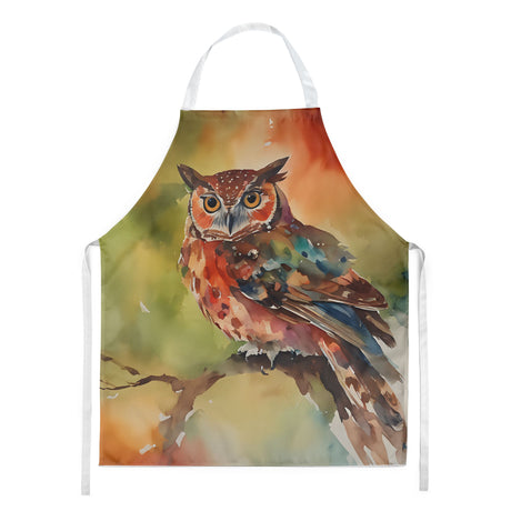 Vibrant Elf Owl Bib Apron for Kitchen and Crafts
