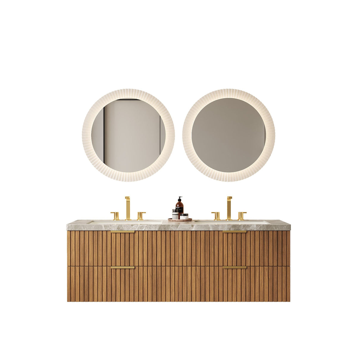 ELIO 60" Bathroom Vanity with Sink, Wall-Mounted Bathroom Storage Cabinet with Drawers, Sintered Sto