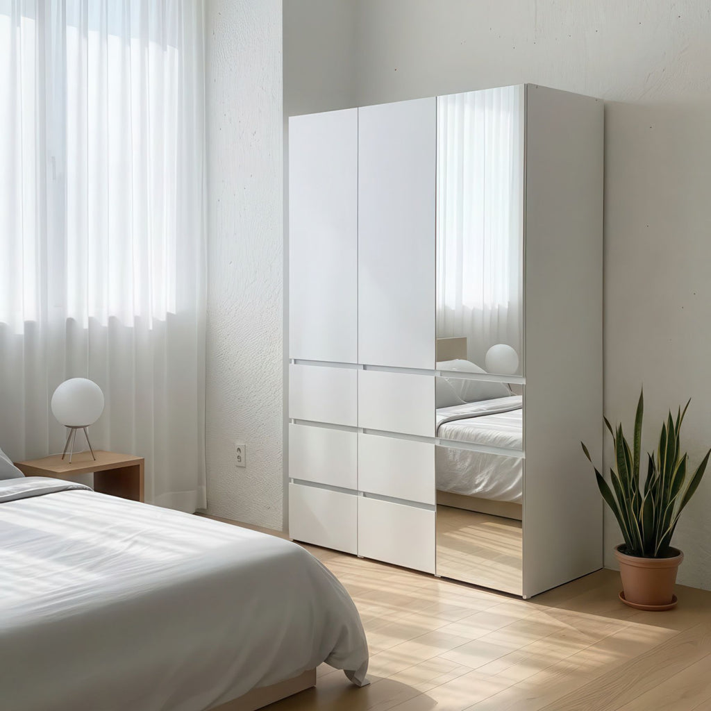 Elise White Modular Closet System with Mirror