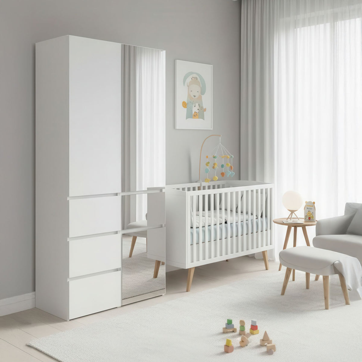 Elise White Modular Closet System with Mirror