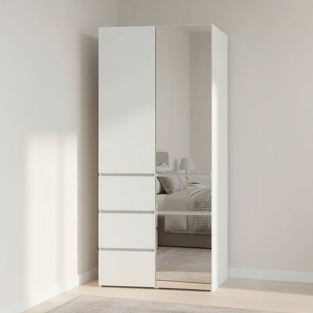Elise White Modular Closet System with Mirror