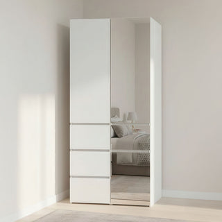 Elise White Modular Closet System with Mirror and Shoe Storage