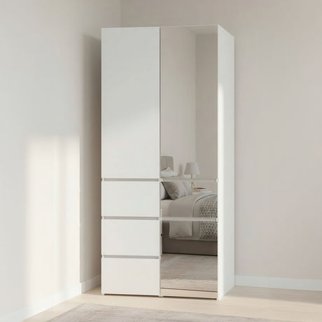 Elise White Modular Closet System with Mirror