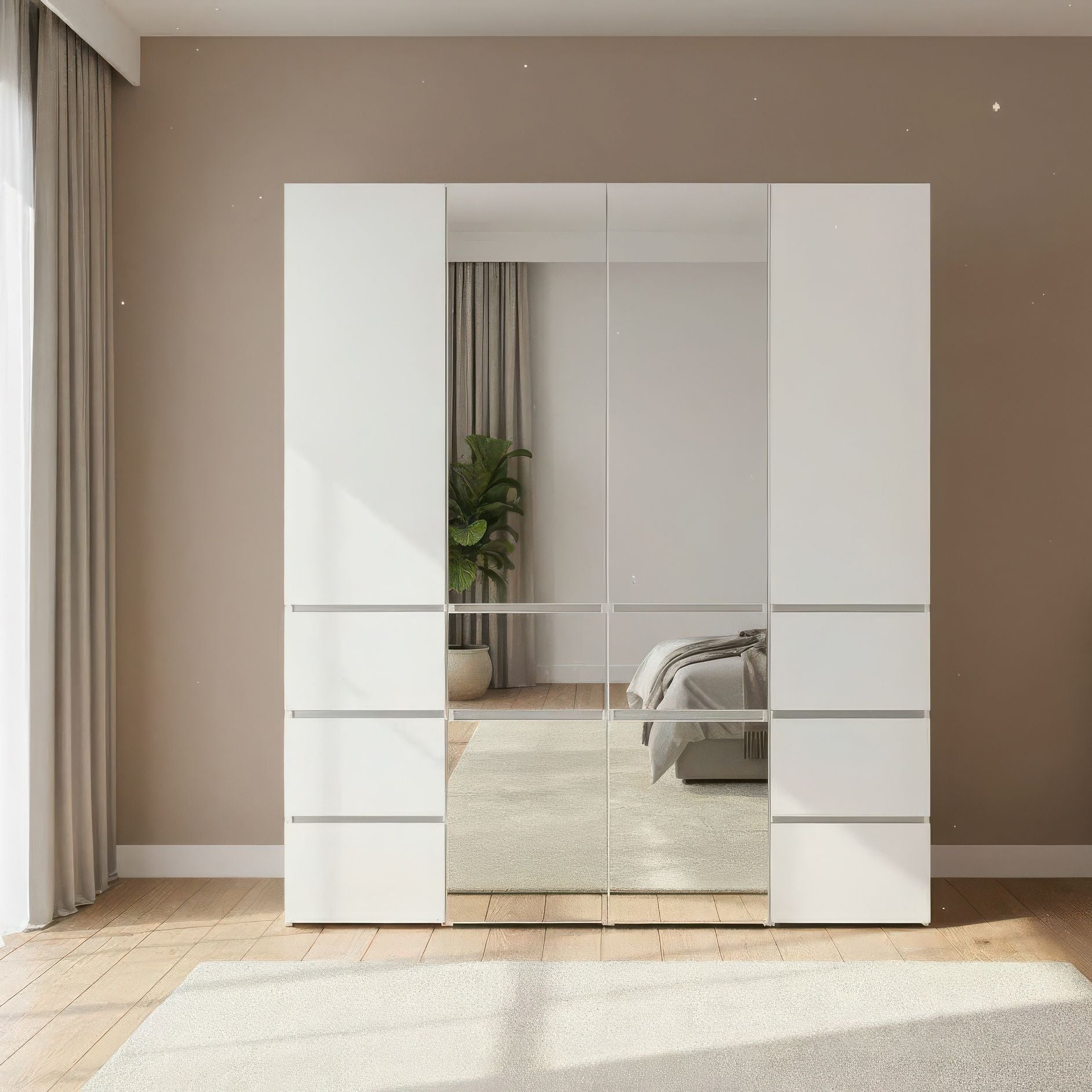 Elise White Modular Walk-In Closet System with Mirror
