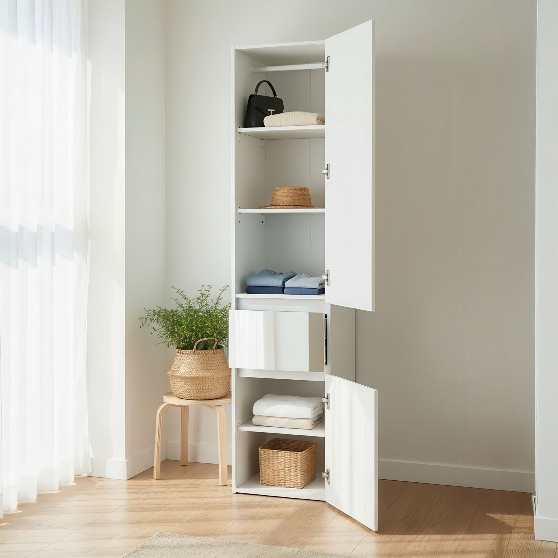 Elise White Modular Walk-In Closet System with Mirror