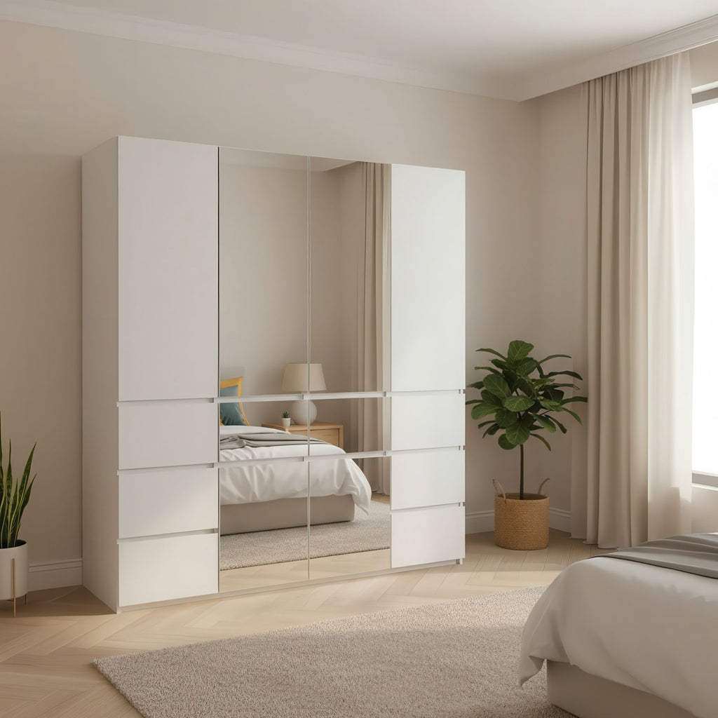Elise White Modular Walk-In Closet System with Mirror