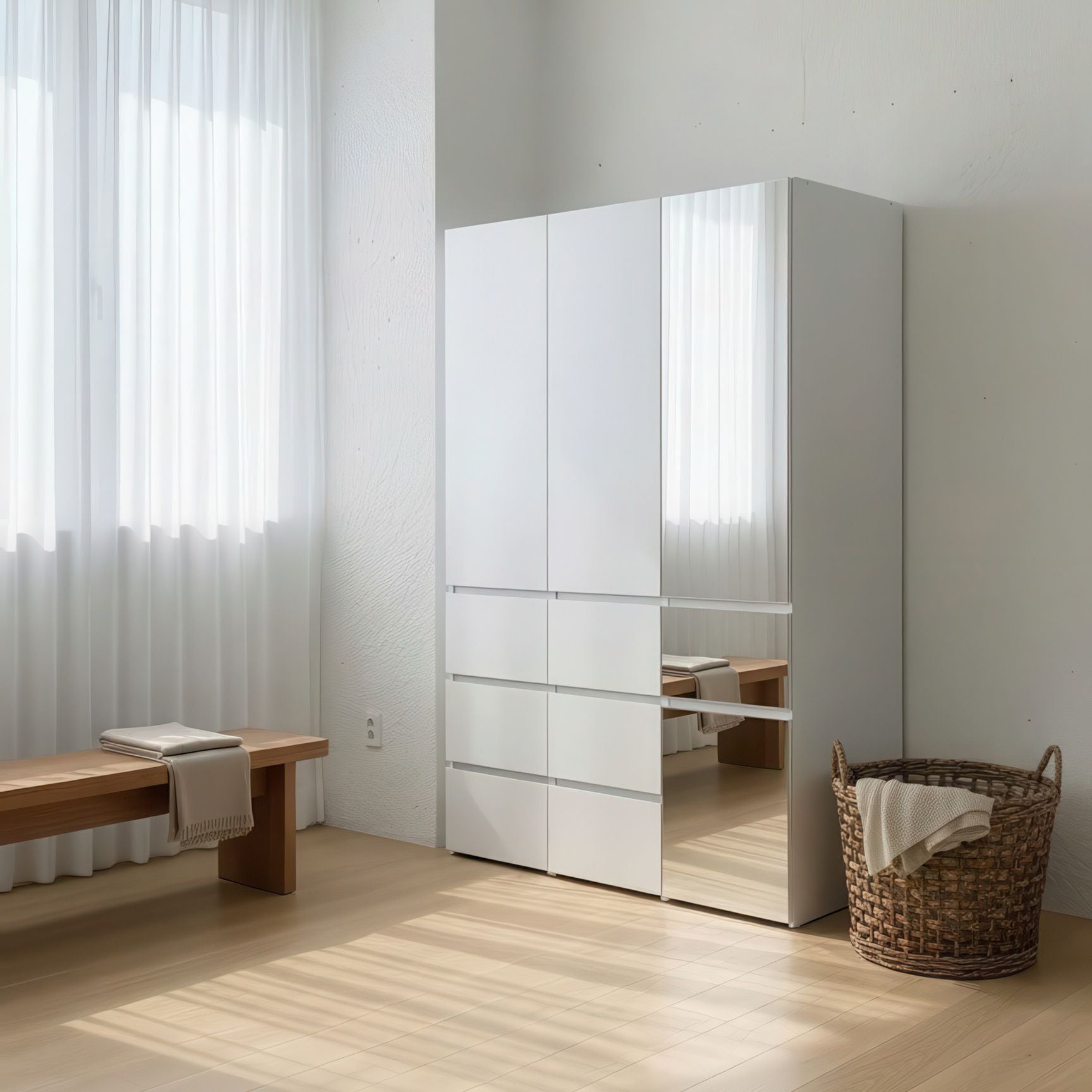 Elise White Modular Closet System with Mirror