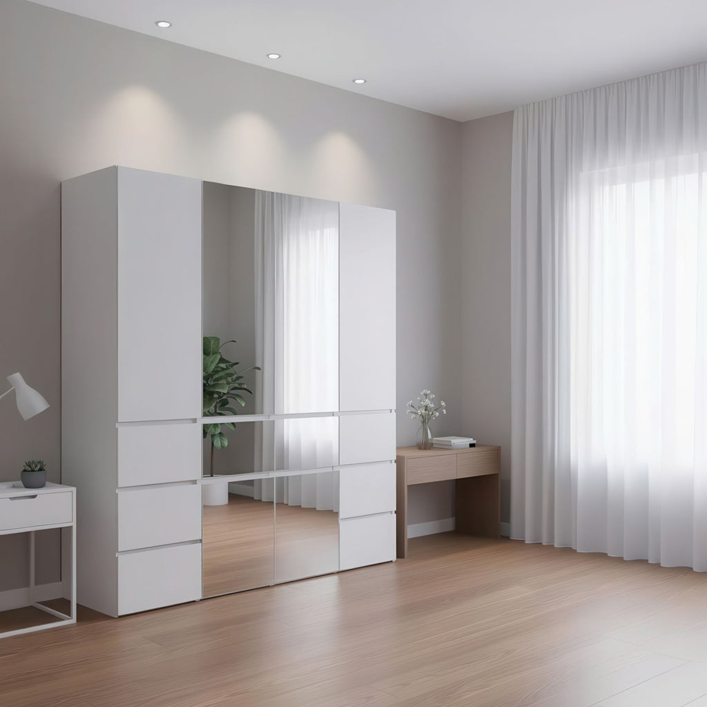Elise White Modular Walk-In Closet System with Mirror