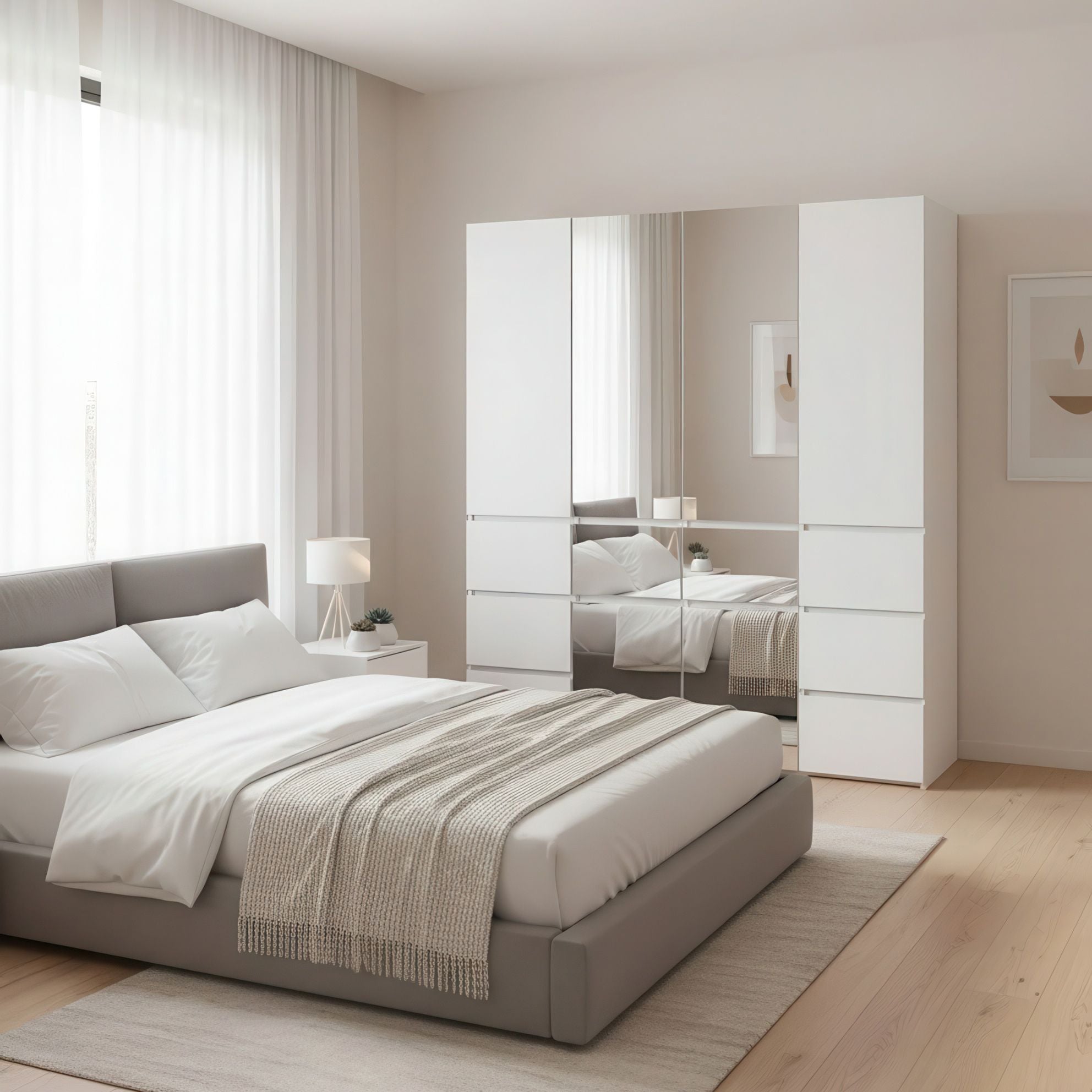Elise White Modular Walk-In Closet System with Mirror