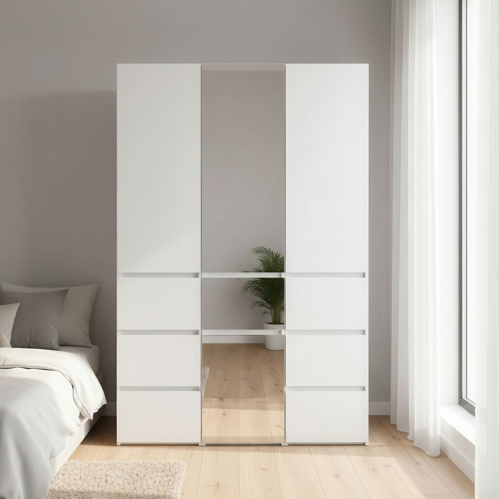 Elise White Modular Closet System with Mirror