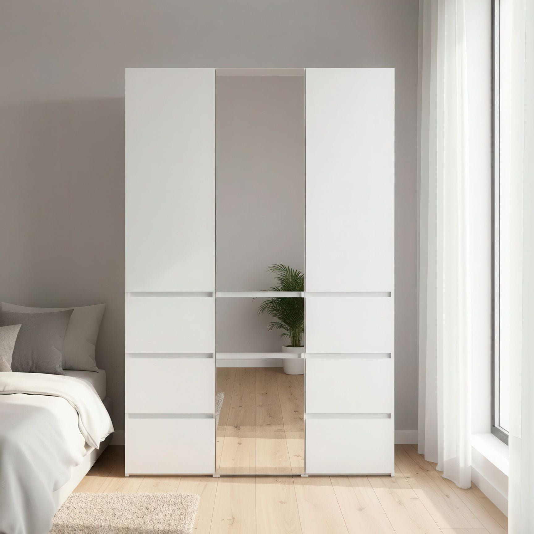 Elise White Modular Closet System with Mirror