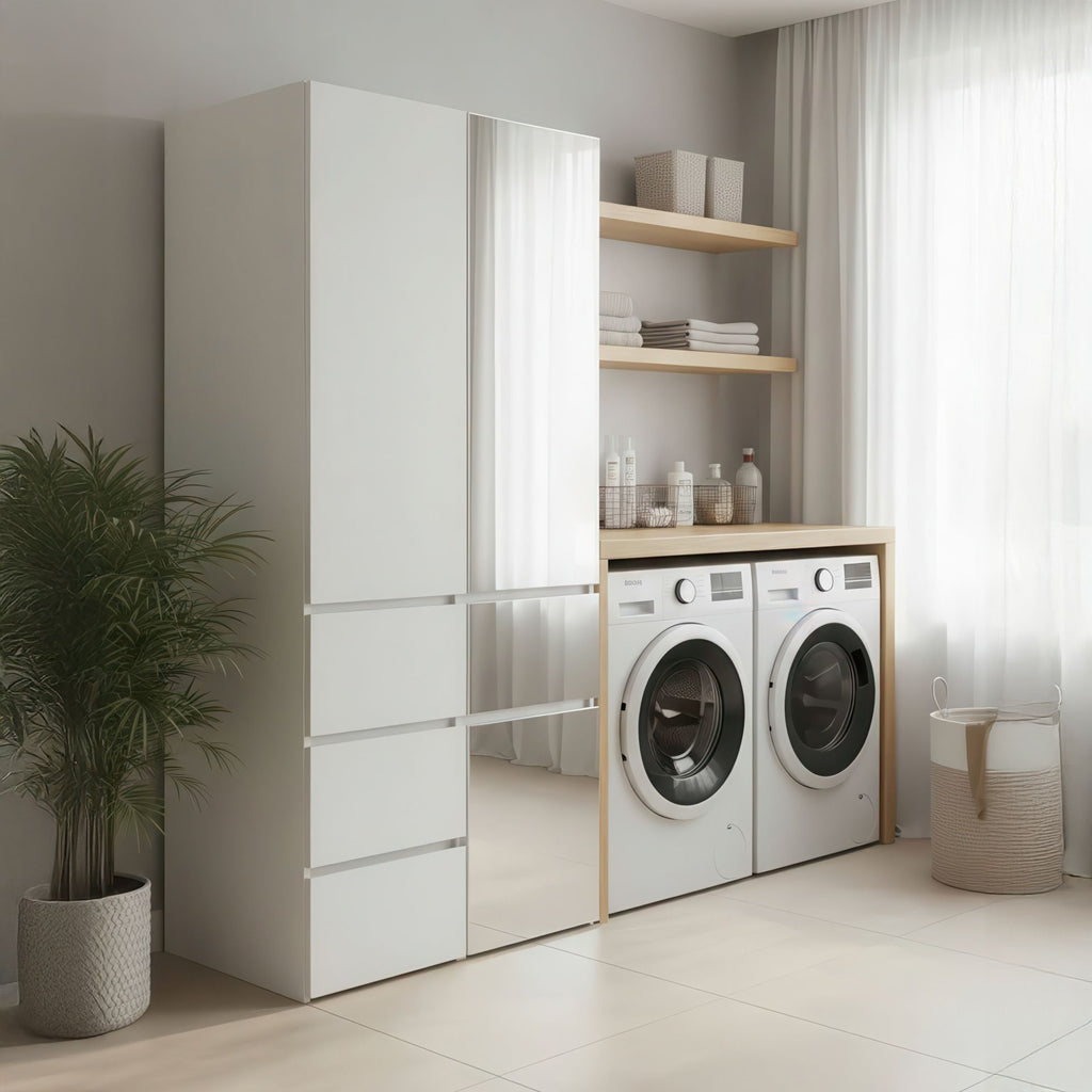 Elise White Modular Closet System with Mirror