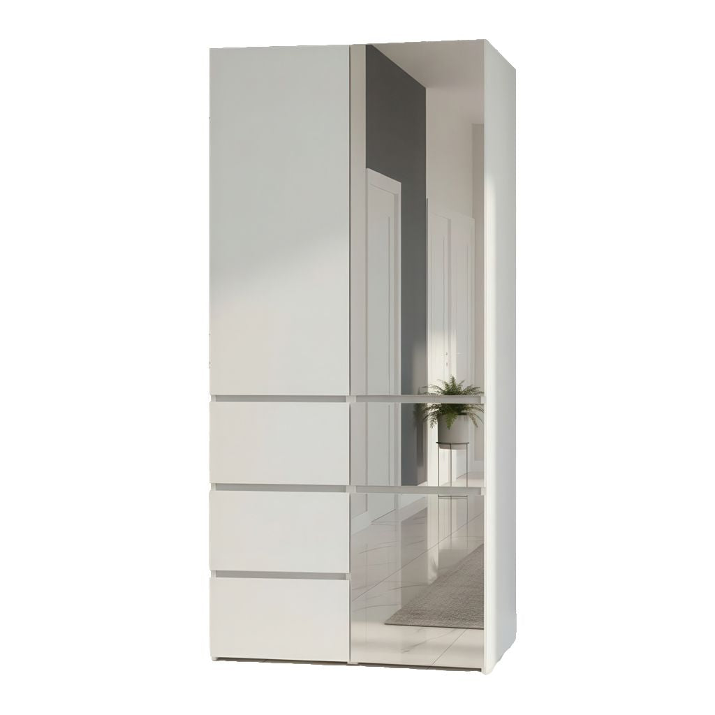 Elise White Modular Closet System with Mirror