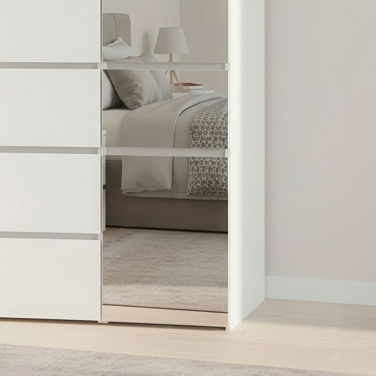 Elise White Modular Closet System with Mirror