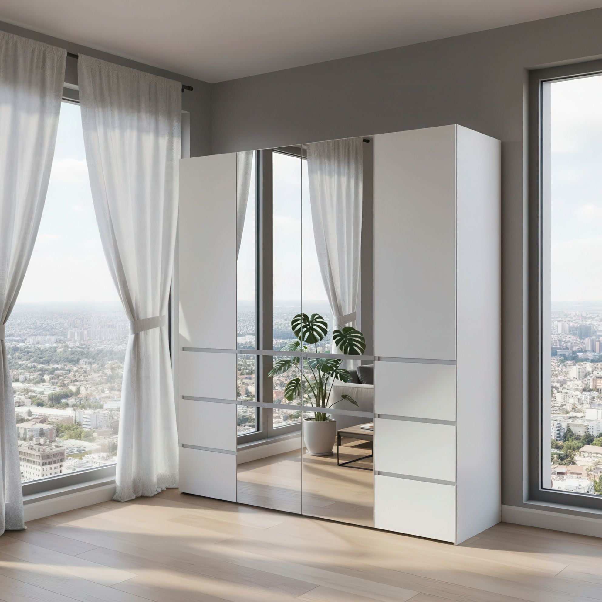 Elise White Modular Walk-In Closet System with Mirror
