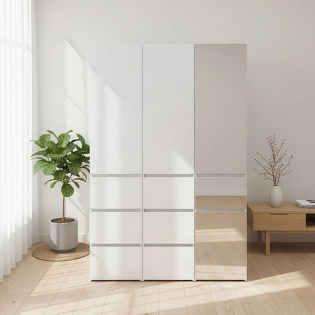 Elise White Modular Closet System with Mirror, Reconfigurable