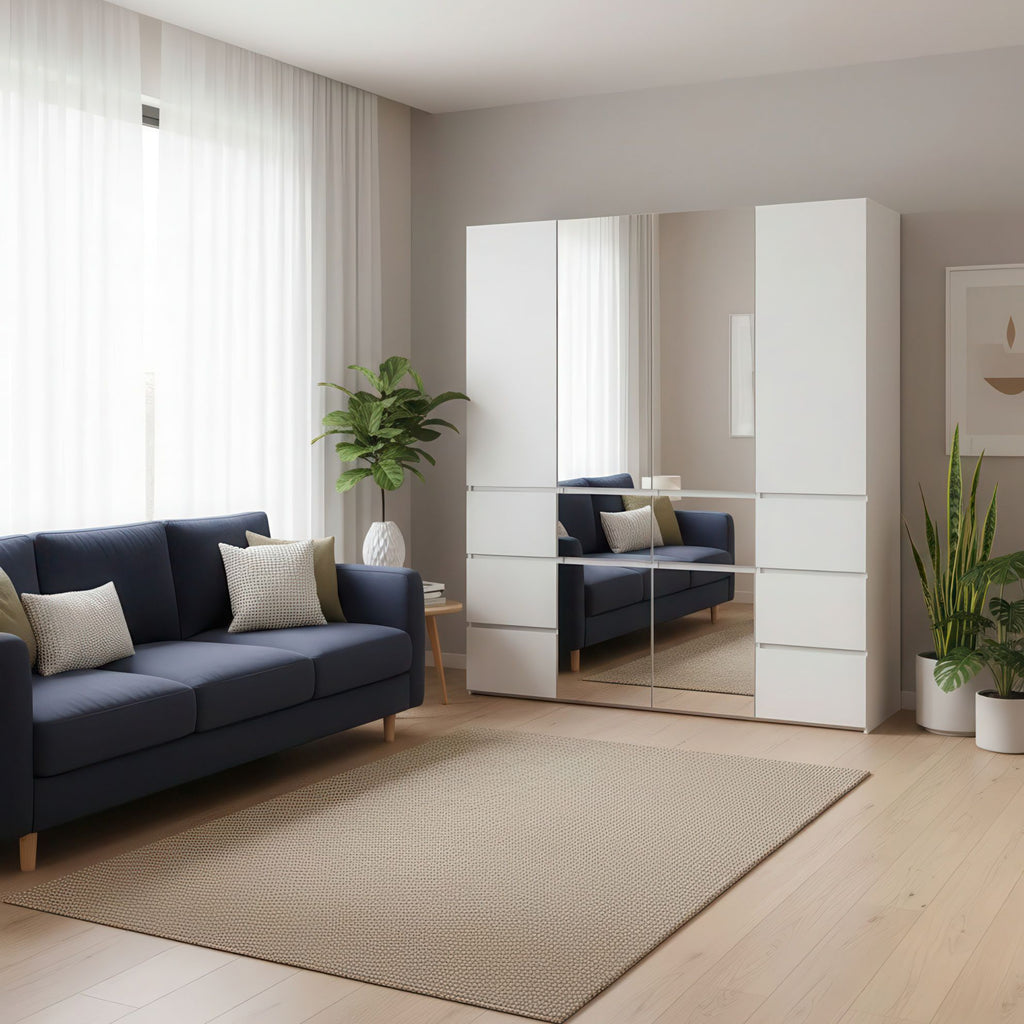 Elise White Modular Walk-In Closet System with Mirror