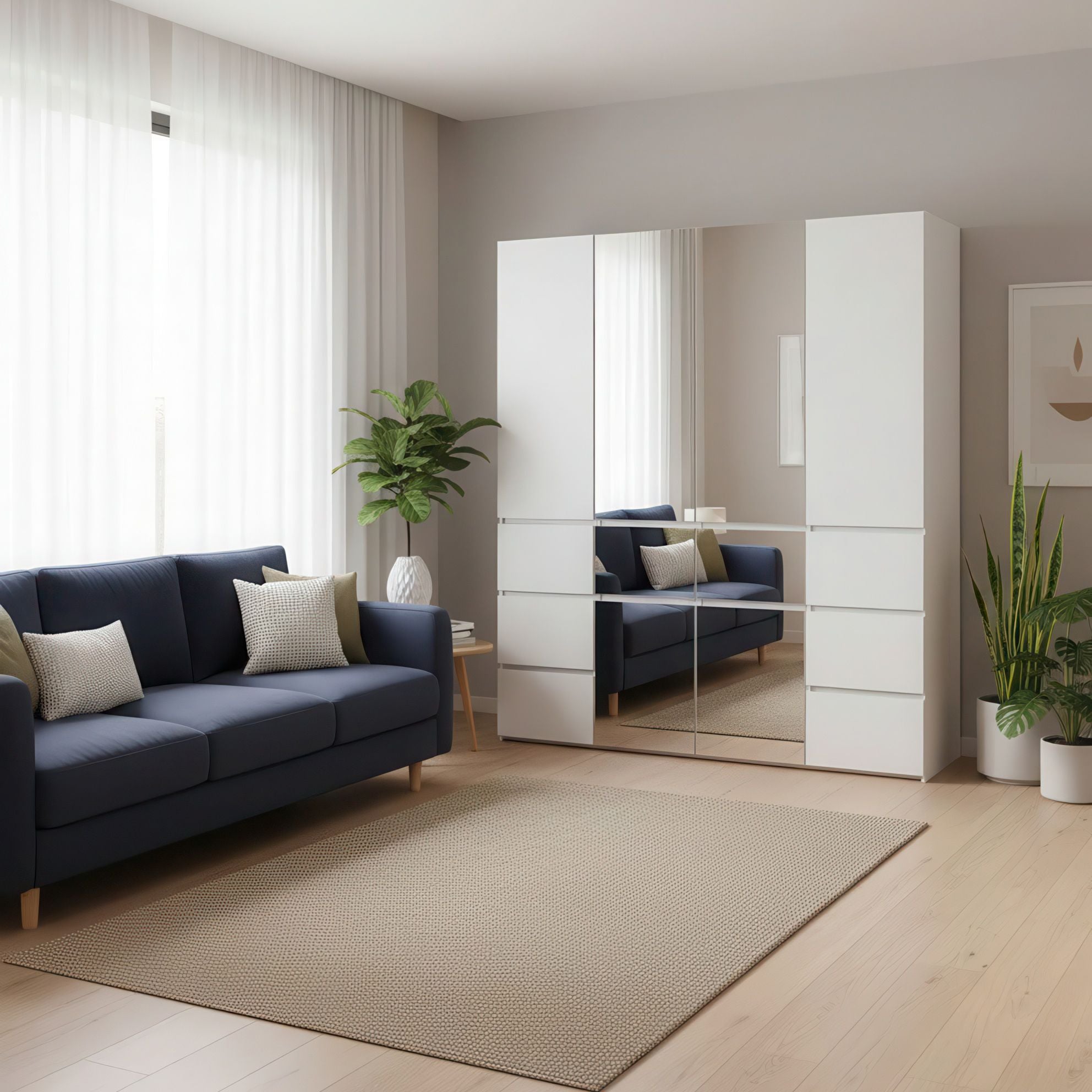 Elise White Modular Walk-In Closet System with Mirror