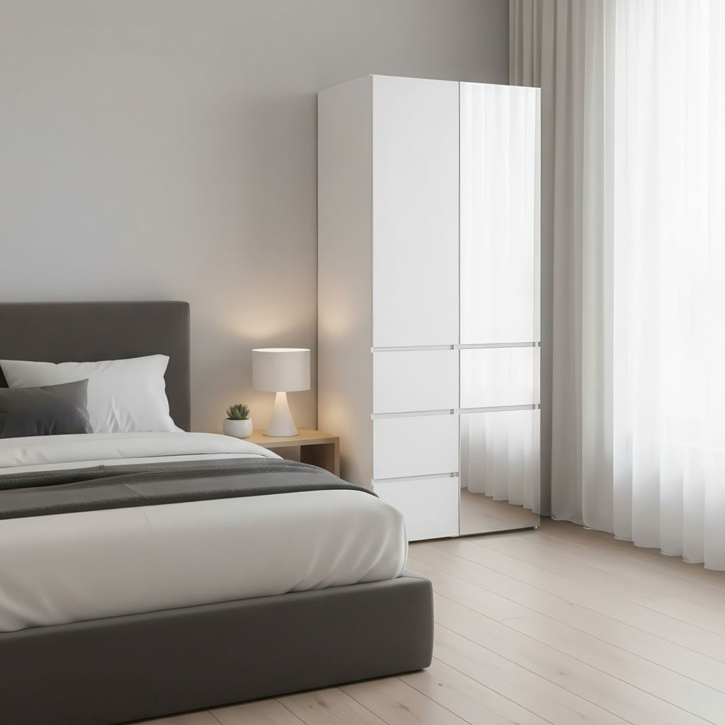Elise White Modular Closet System with Mirror