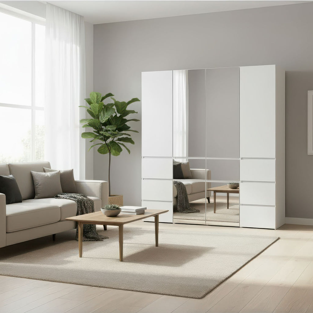Elise White Modular Walk-In Closet System with Mirror