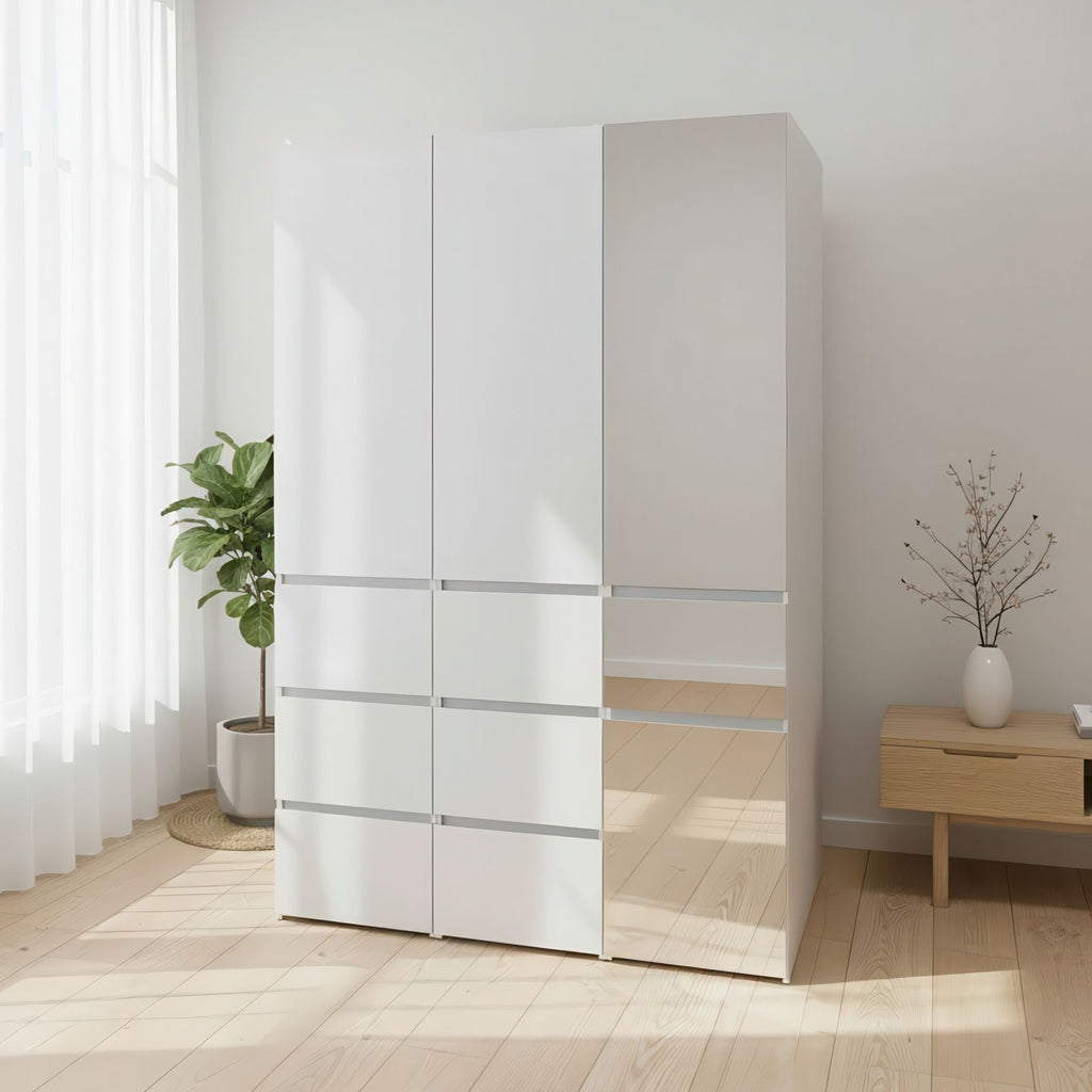 Elise White Modular Closet System with Mirror