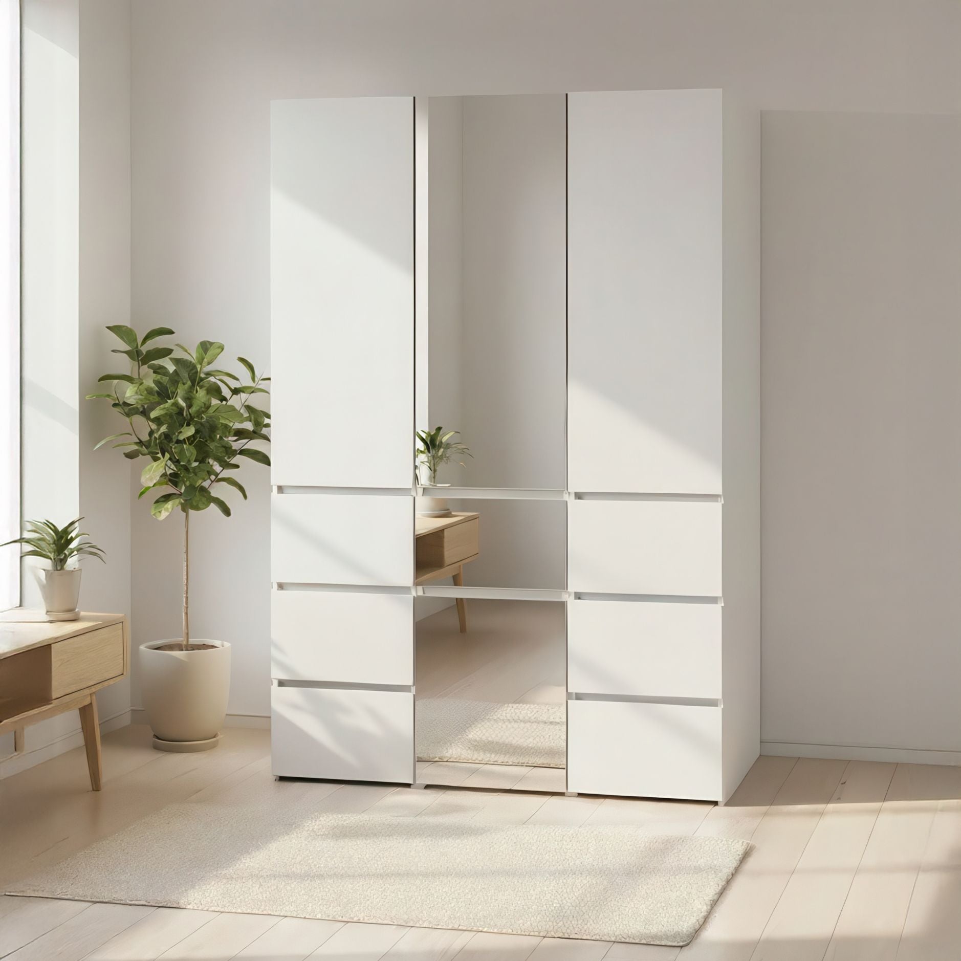 Elise White Modular Closet System with Mirror