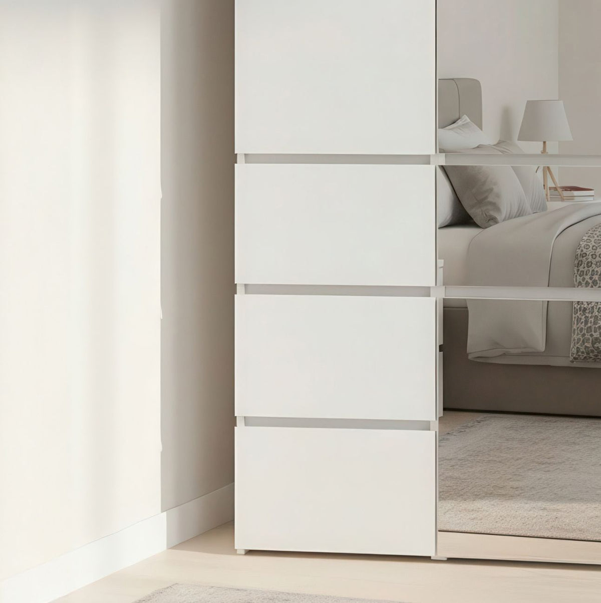Elise White Modular Closet System with Mirror