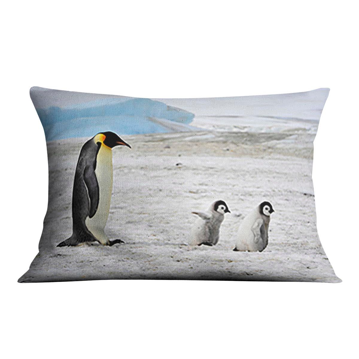 Emperor Penguin and Chicks Antarctica Cushion