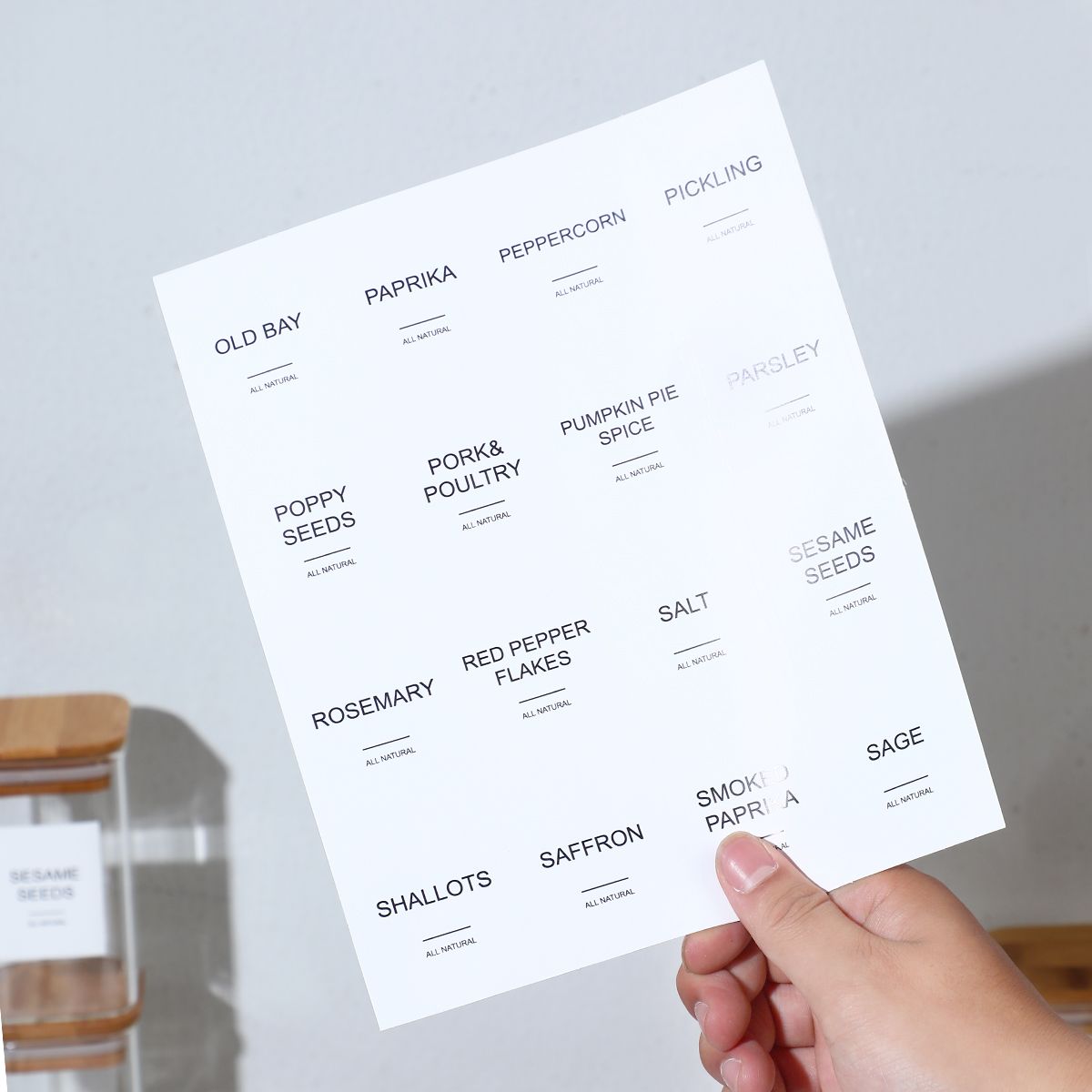 Coordinated Spice Jar and Pantry Label Set