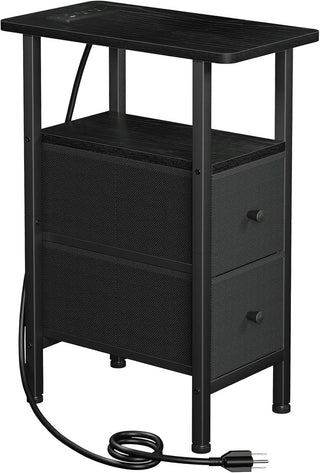 Narrow End Table with Drawers and Charging Station