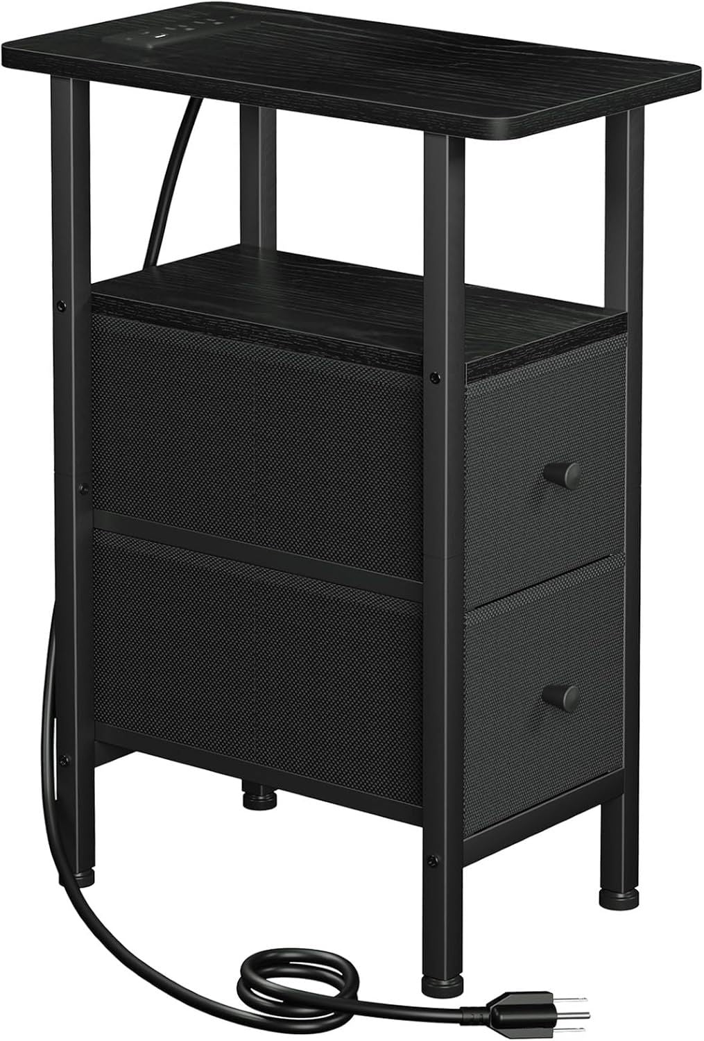 Narrow End Table with Drawers and Charging Station