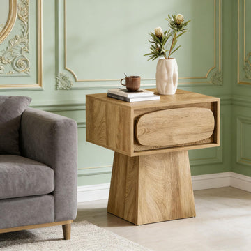 Compact Modern Side Table with Storage Drawer
