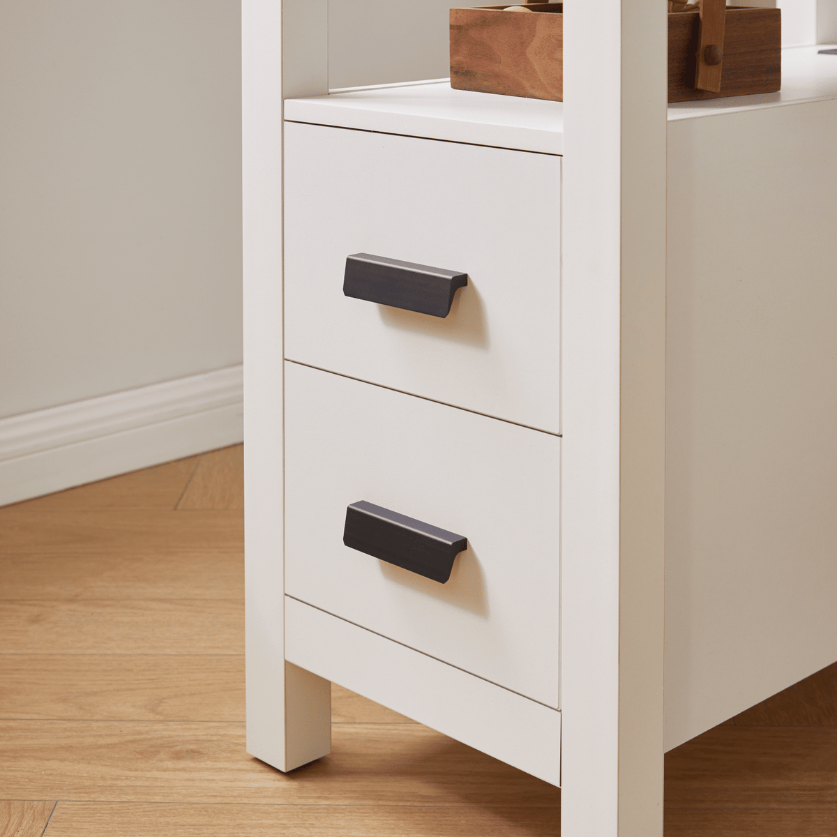 White End Table with Charging Station and Drawers