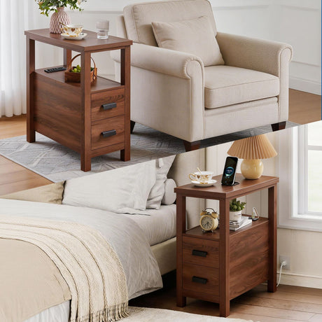 Compact End Table with Charging Station