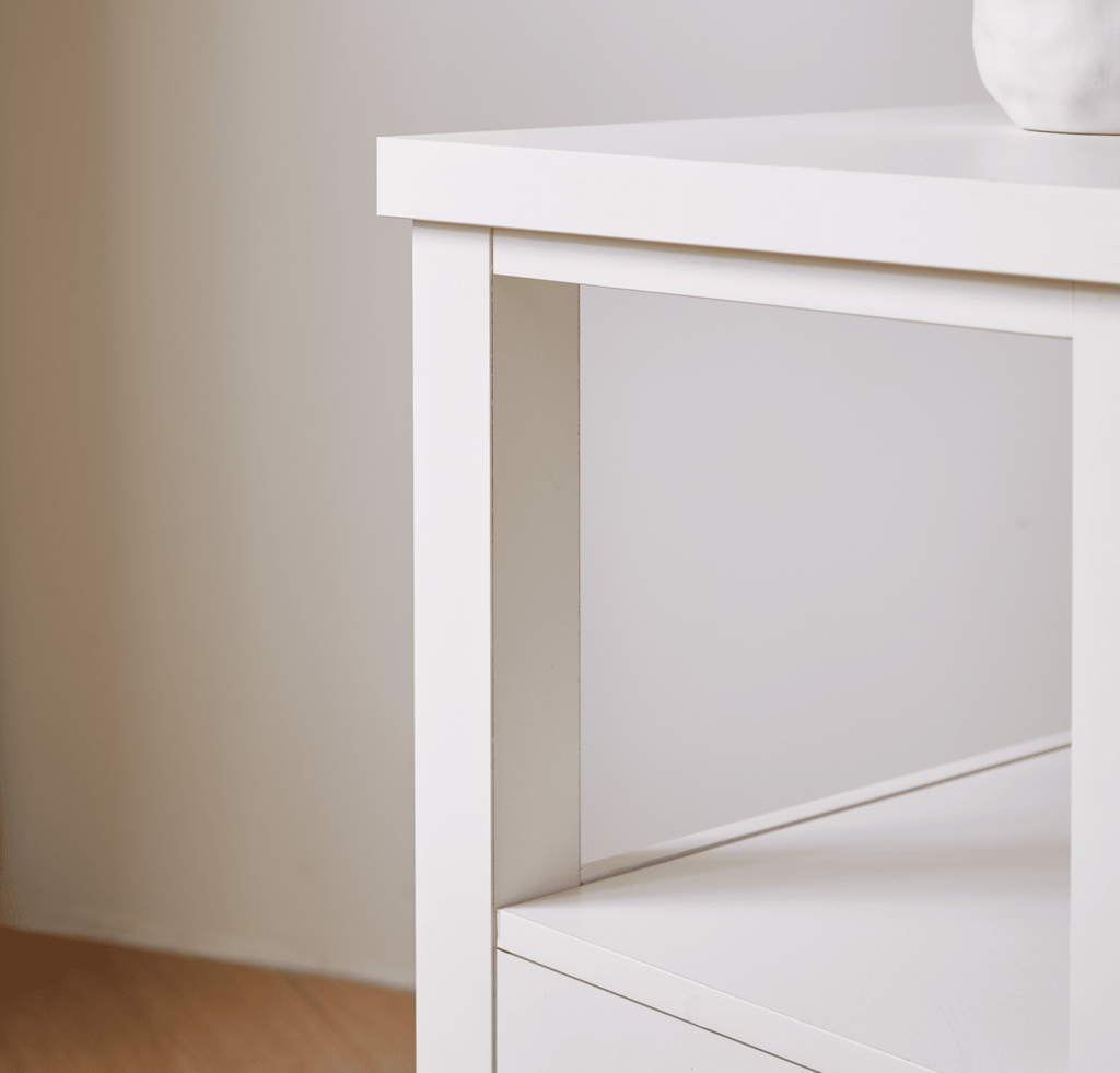 White End Table with Charging Station and Drawers